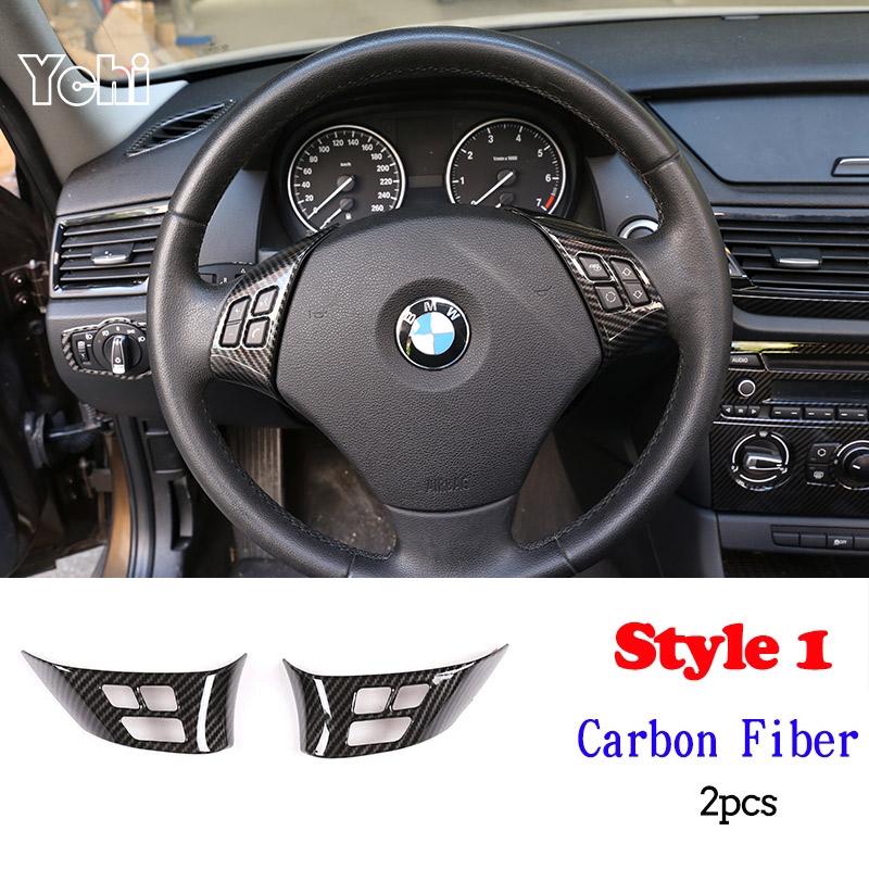 

For BMW 1 3 Series E87 E90 E92 X1 E48 Carbon Fiber Style Car Steering Wheel Decoration Cover Trim Frame Sticker Auto Accessories