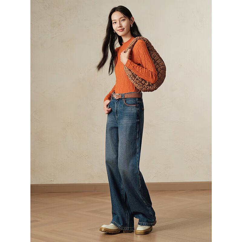 

JUZI Annakol Women s Vintage Brushed Wide-Leg Jeans 2XL