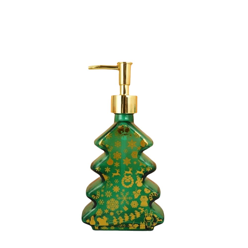 Christmas Tree Shape Soap Dispenser Reusable Glass Dispenser Bottle Countertop