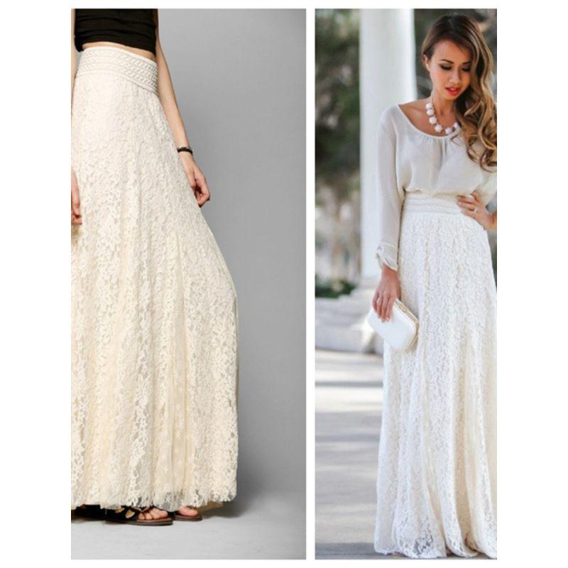 

Amazon Summer New Arrival Fashion Style Silm Slim Looking High Waist Hollow-out Lace Skirt Mid Length Long Length Big Hem Umbrella Skirt Apricot S