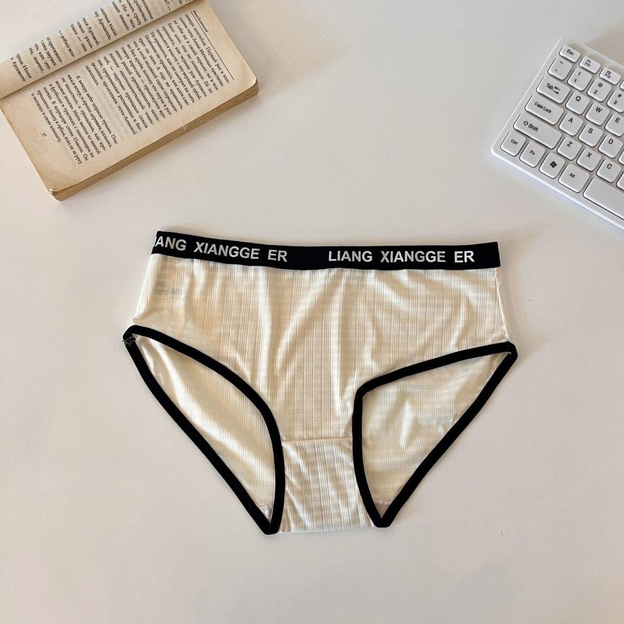 

Ladies Spring Summer Draw Strip Letter Waist Ice Silk Traceless Breathable Comfortable Cotton Crotch Mid Waist Panties XL шампанського