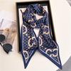 Long small silk scarf women's spring, autumn and summer black neck protection scarf with shirt streamer ribbon belt thin scarf