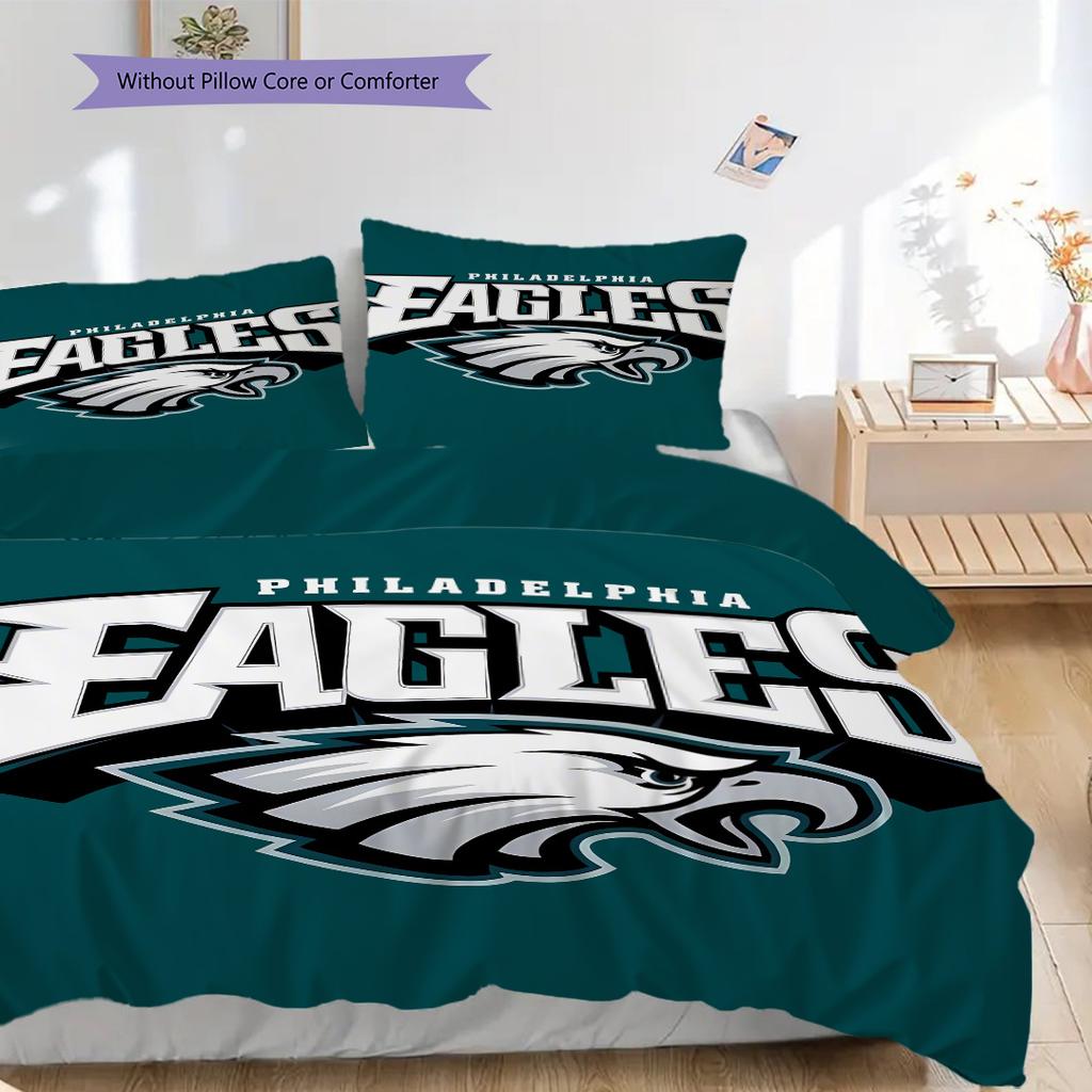 Philadelphia Eagles Pattern Bedding Quilt Set Quilt Cover Pillowcase Home Decoration Birthday Gift (1 * duvet cover + 2 * pillowcase, without core)