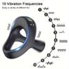 10 Vibration Modes Male Silicone Cock Ring Vibrator Clitoral Testicle Perineum Stimulation Sex Toys Elastic Double Ring Cockring Lasting Penis Ring