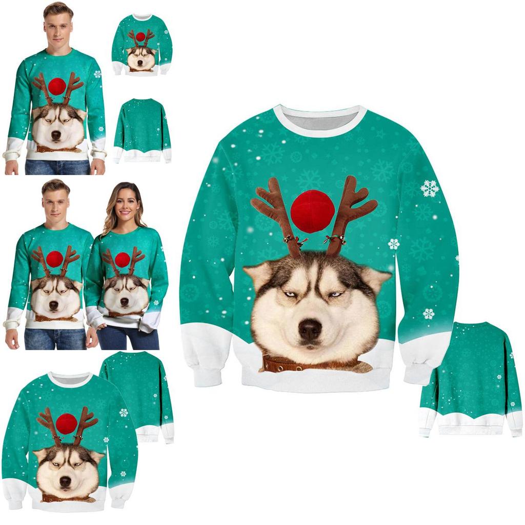 Womens Ugly Mens Christmas Sweater Funny Dog Xmas Sweatshirt Pullover Tops