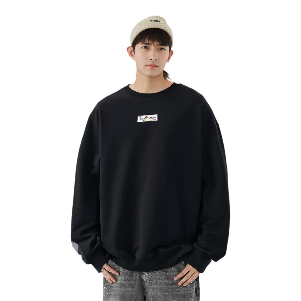 Anta Basketball Series Printed Letter Crew Neck Loose Sports Sweatshirt Men Sweatshirt Basic-Black 172411705-4