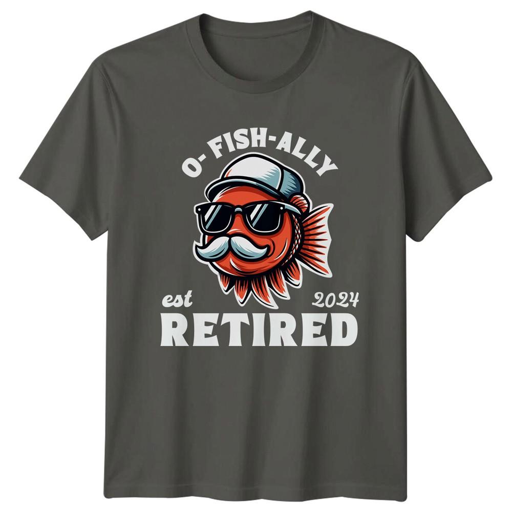 OFishAlly Retired Fishing TShirt Fish With Mustache Est 2024 S