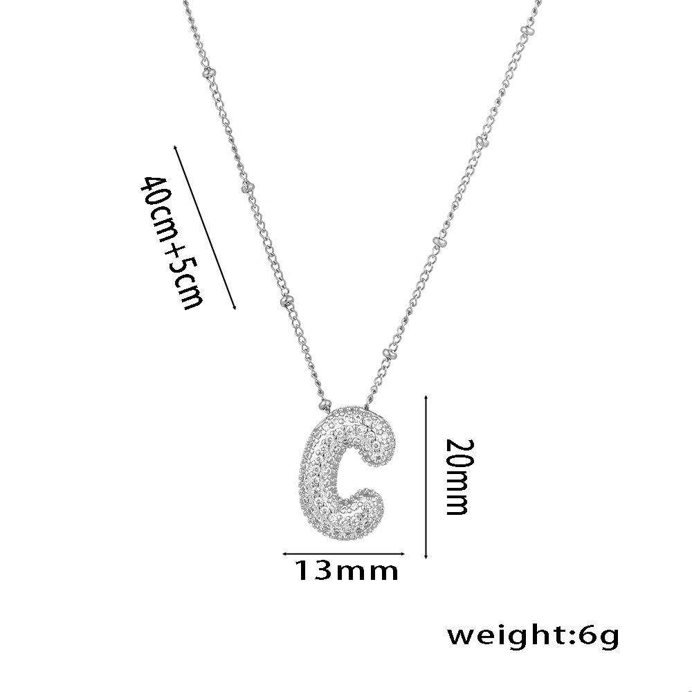 Fashion 26 Bubble Letter Initial Pendant18k Gold Plated Micropaved Full Zirconia Stone Chain Couple Necklace Women Jewelry