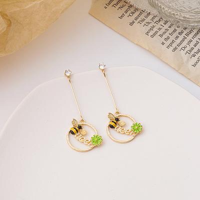 Trendy Bee and Flower Earrings for Girls, Cute and Creative Insect Design, Long Drop Dangling Jewellery