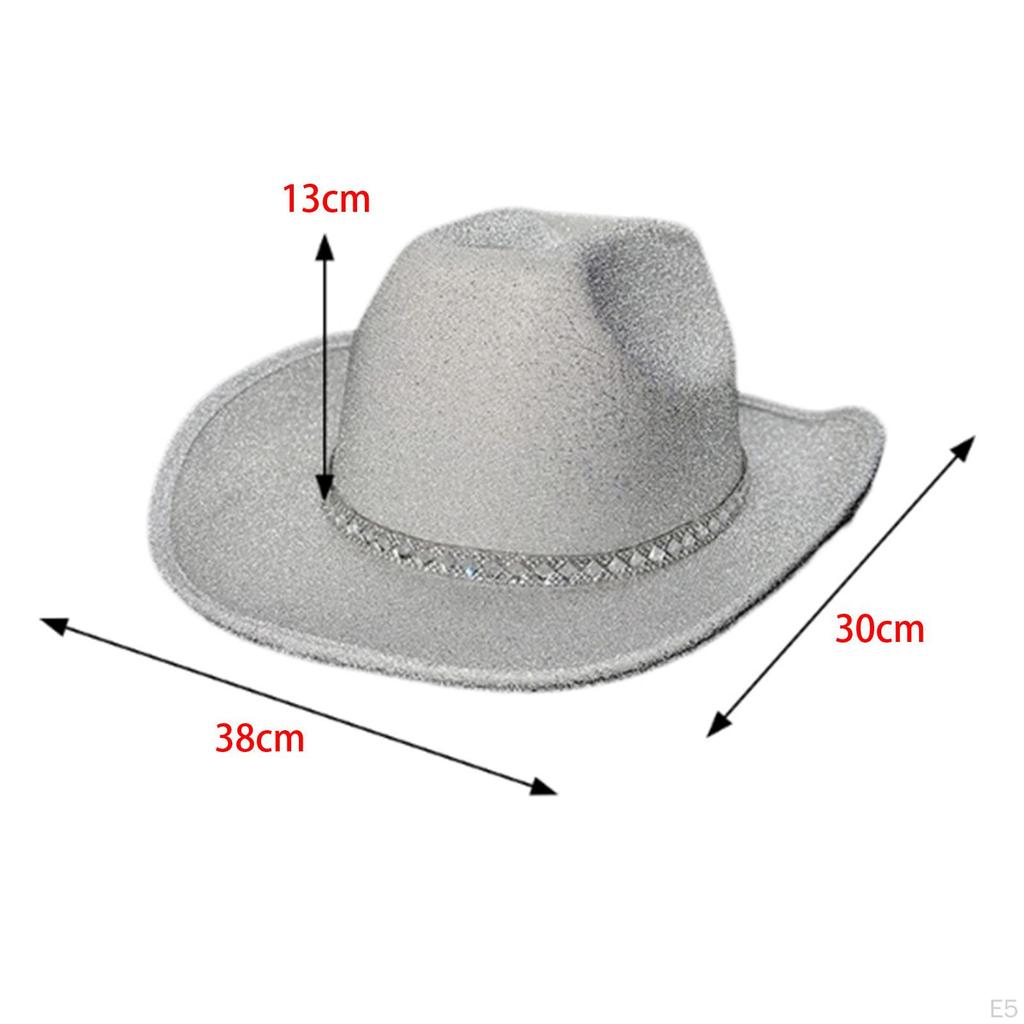 Glitter Cowboy Hat Cowgirl Sun for Nightclub Party Accessory Fancy Dress