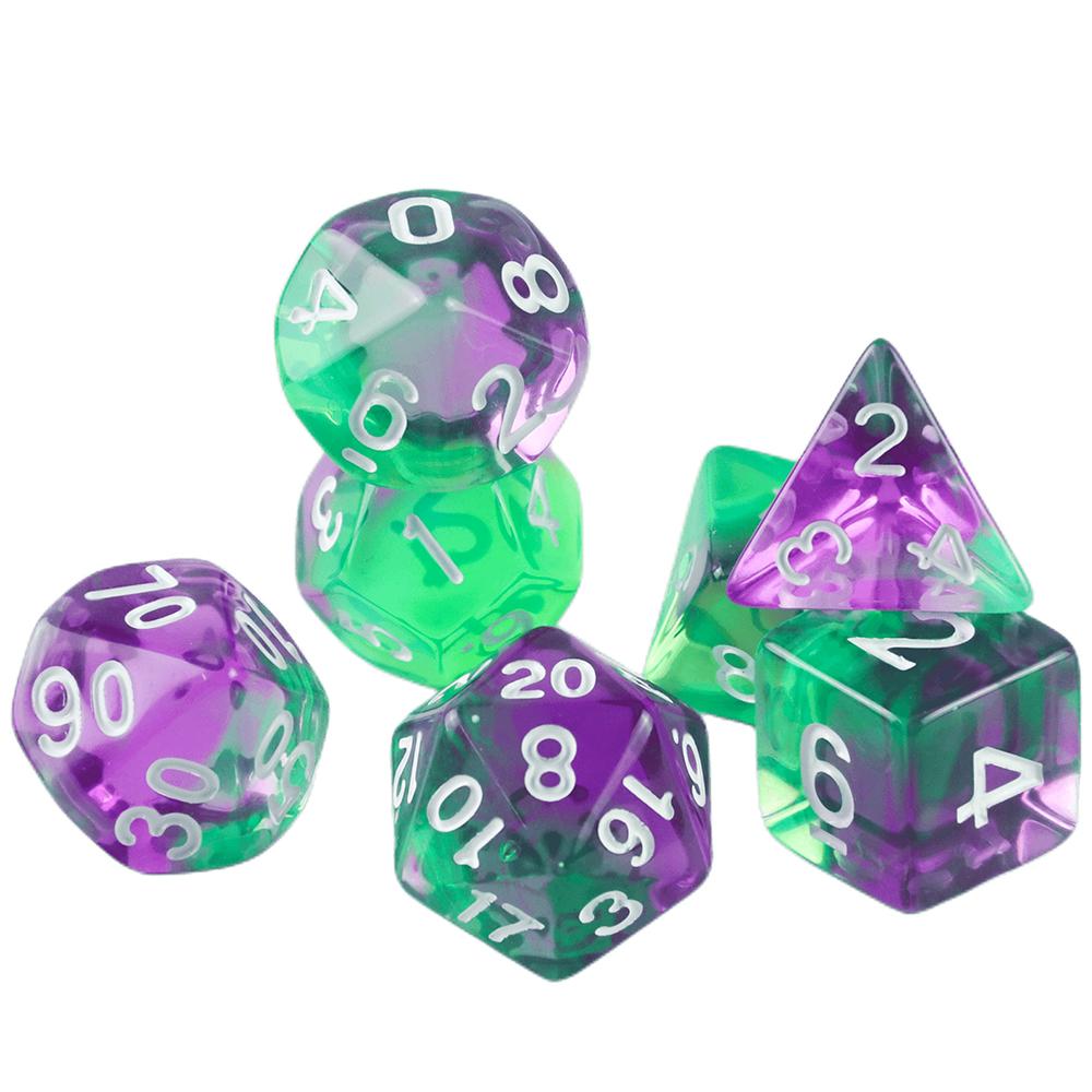 Transparent Mixed Colors Dice 7pcs Polyhedral Dice for DND RPG Board Game Accessories