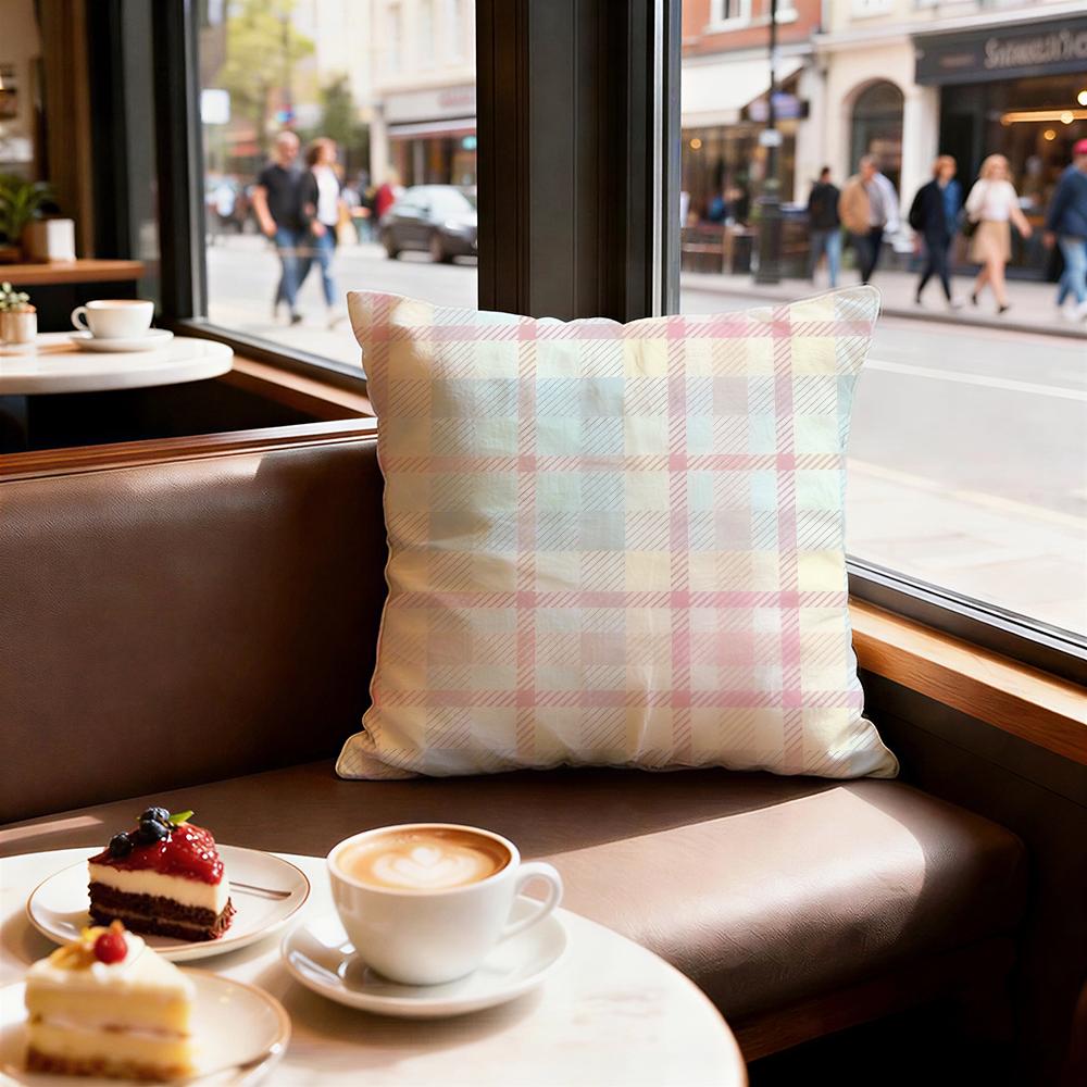 Simple checkered pattern Cushion Cover Set of Decorative Short Plush Pillow Covers for Sofa Soft Cushion Case x cm