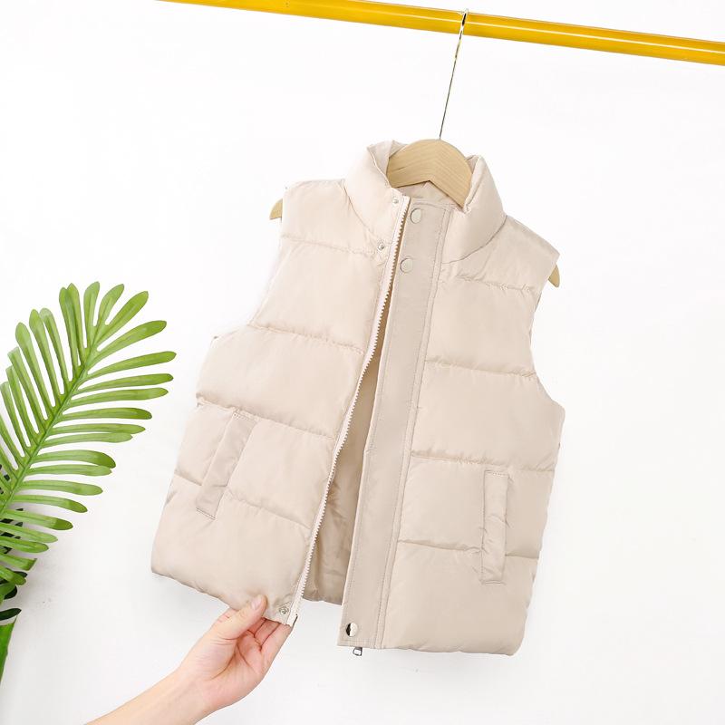 Mädchen Winter Einfache Verdickte Weste Mittlere und Große Kinder Ärmellose Unten
