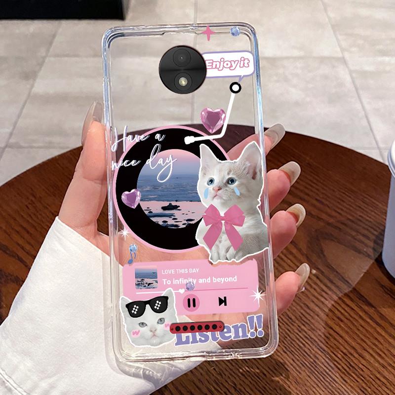 Casing For Motorola Moto C Plus Case Aesthetic Cute Cat Astronaut Transparent Soft Silicone Back Cover Moto C CPlus Phone Case