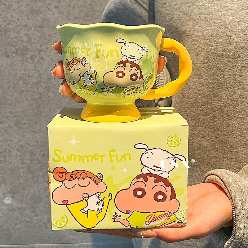 

Crayon small new mug cute cartoon ceramic water cup high value couple coffee cup children breakfast milk cup 360ml зелений