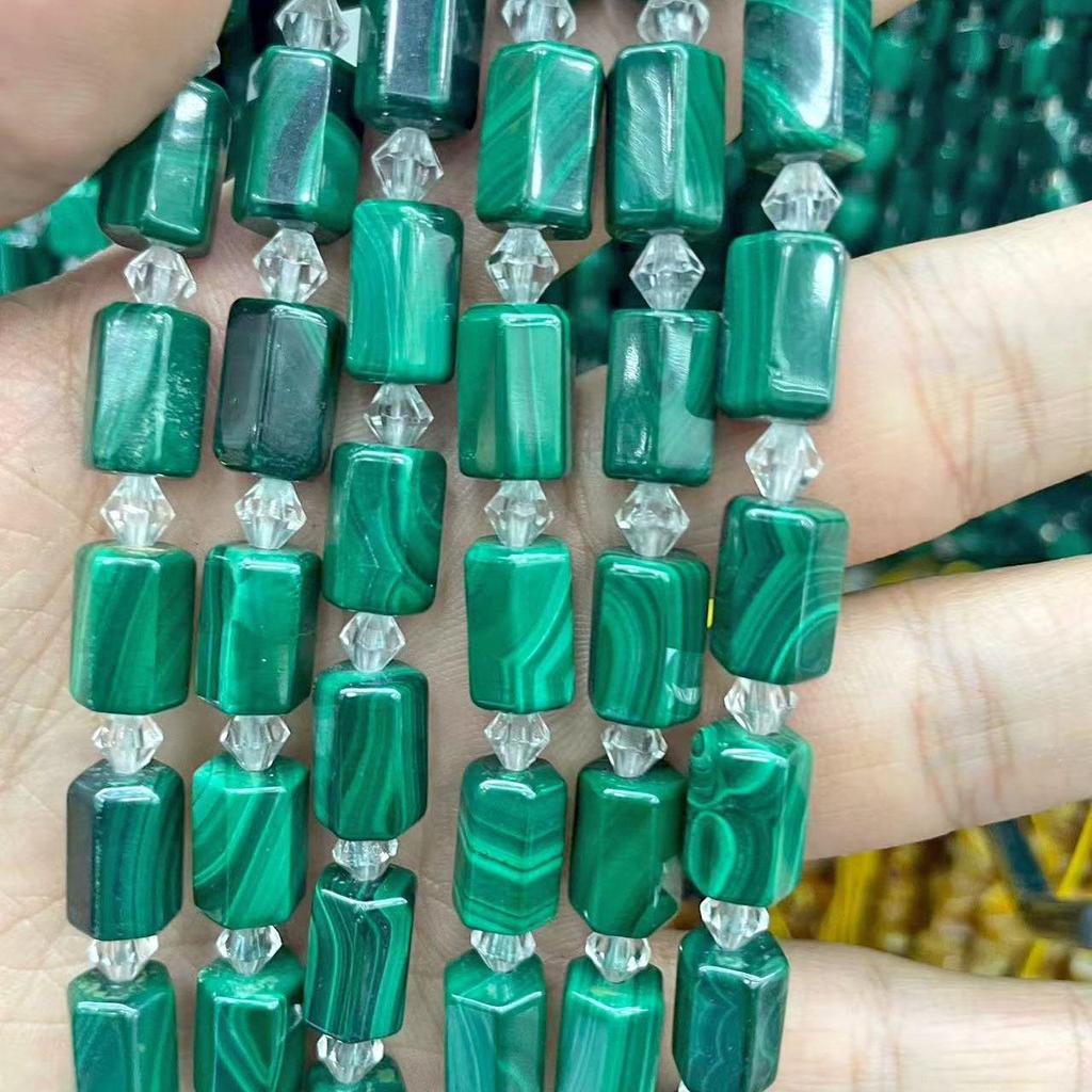 Pure Natural Malachite Tube & Oval Abacus Loose Beads for DIY Bracelet Jewelry