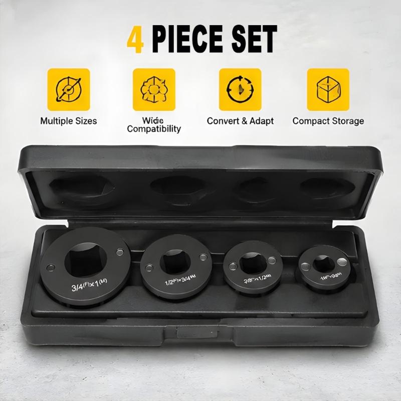Low Impact Socket Adapter Set, 4 Piece Metal Square Size Change Kit with Detent Ball Locking for Vehicle Repair, Garage Service and Daily Maintenance