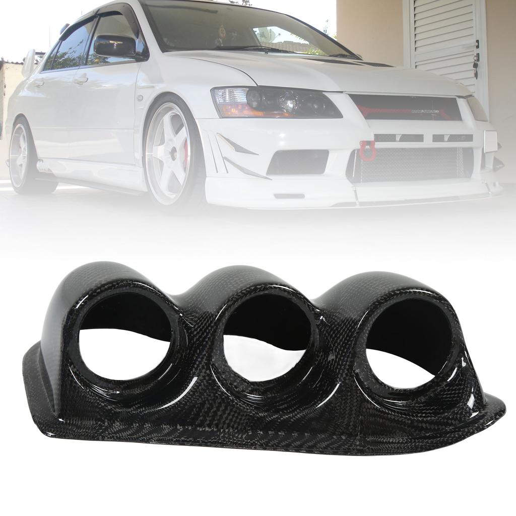 52mm Carbon Fiber Dash Board Triple Gauge Pod Holder Replacement for Mitsubishi Lancer EVO 7th 8th 9th RHD 2001‑2007