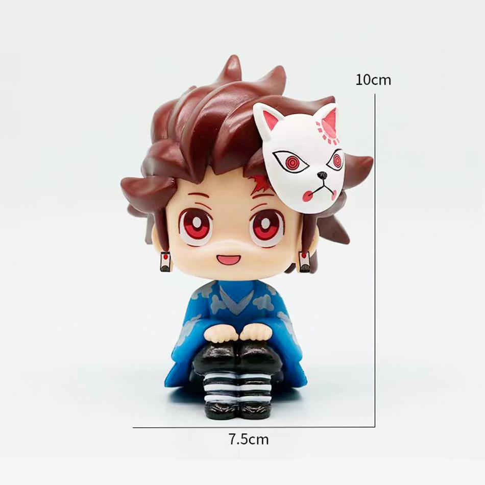 10cm Demon Slayer: Kimetsu no Yaiba 8PCS Suit Q-version Anime Handmade Action Figures Desktop Case Decoration Ornament Gift