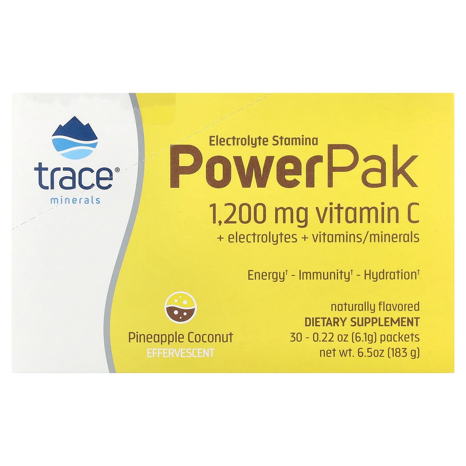 

Trace, Electrolyte Stamina Power Pack, Pineapple Coconut, 30 packs, 0.22 oz (6.1 g) each
