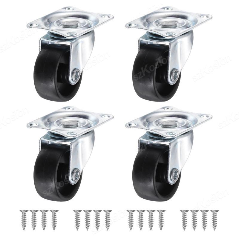 1/1 inch PVC Furniture Casters Wear Resistant Mute Universal Heavy Trolley Wheels 161 Degrees Swivel Castor Accessory