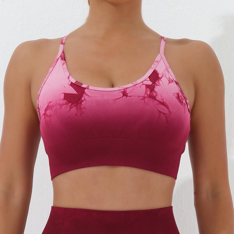 Gradient Tie-Dye Seamless Yoga Set: Camisole Bra & High-Waisted Hip-Lifting Capris