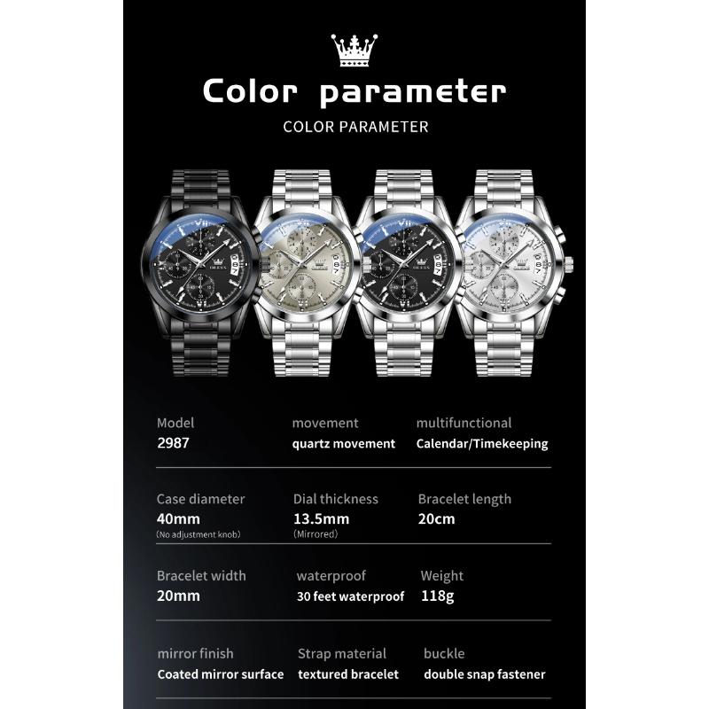 OLEVS Men Watch Multi Functional Waterproof Calendar Chronograph Luxury Brand Original Quartz Watch Men Sports Watch