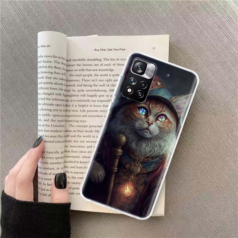 Halloween Magic Cat Phone Case For Redmi Note 13 12 Pro Plus 14 15 Pro 5G 11 11T 11E 11S 10 Pro 10S 9 9S Cover Cell Clear TPU Ca