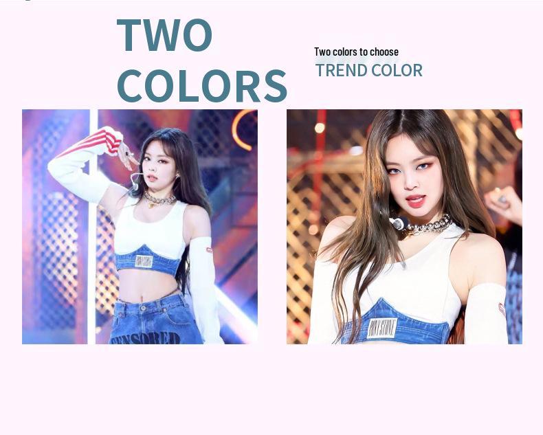 Jennie Kim Schulterfreier Stil: Heißes Mädchen Kurzes Top Jazz Tanz Bühnenkostüm