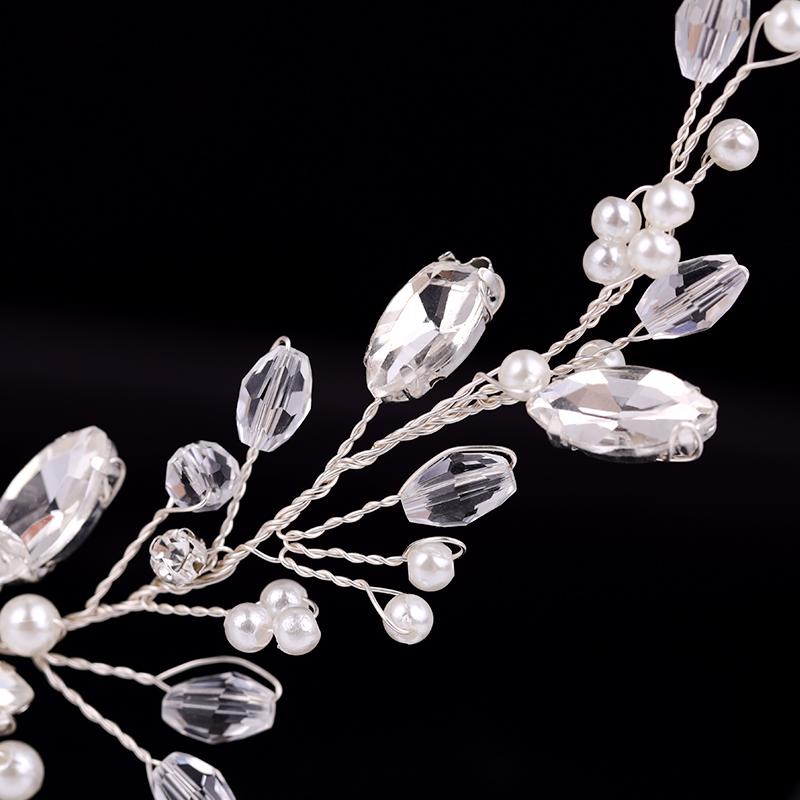 Handmade Pearls Wedding Hair Accessories Silver Color Tiara Hair Combs for Women Cheap Hair Band Bridal Hair Jewelry Headpiece