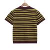2025 Spring/Summer Women's Striped Knit Polo Collar Short-Sleeve Top