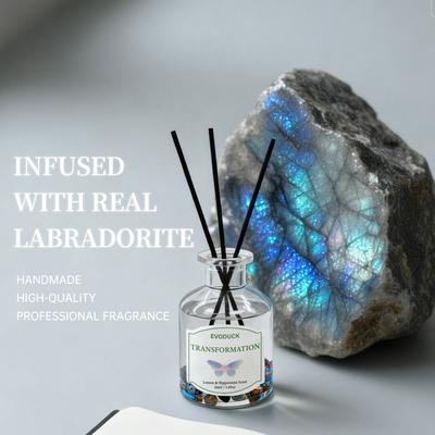Non-Flaming Fragrance Diffuser, Flameless Lemon Peppermint Oil With Reed Diffuser Stick Home Room Air Freshener Decor 50ml