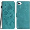 For iPhone 16e Wallet Case Rose Pattern Imprinted Leather Flip Stand Phone Cover