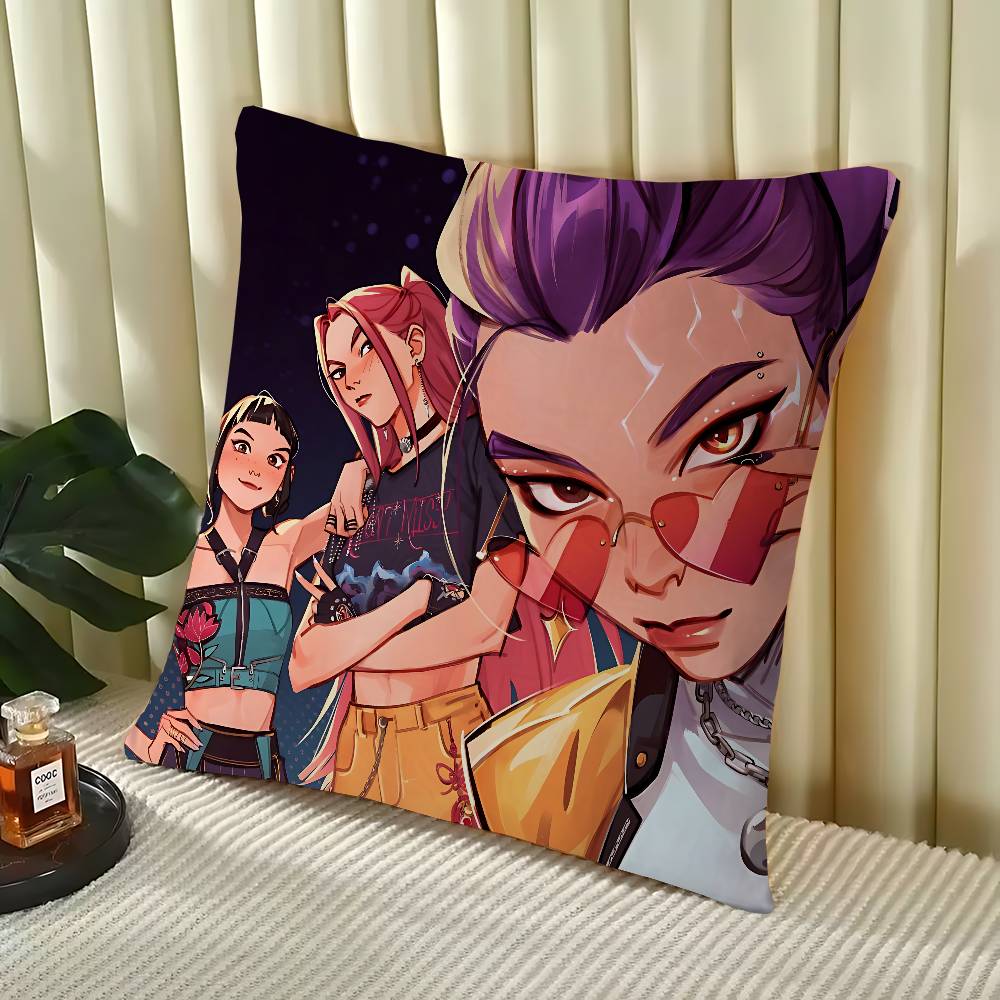 KPop Demon Hunters Office Cushion Pillowcase Car Cushion Cover45X45CM Lumbar Pillowcase Sofa Pillowcover