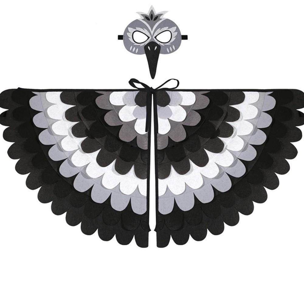 Bird Wings Halloween Cloak with Mask Felt Cloth Cape Mask Set  Stage Performance