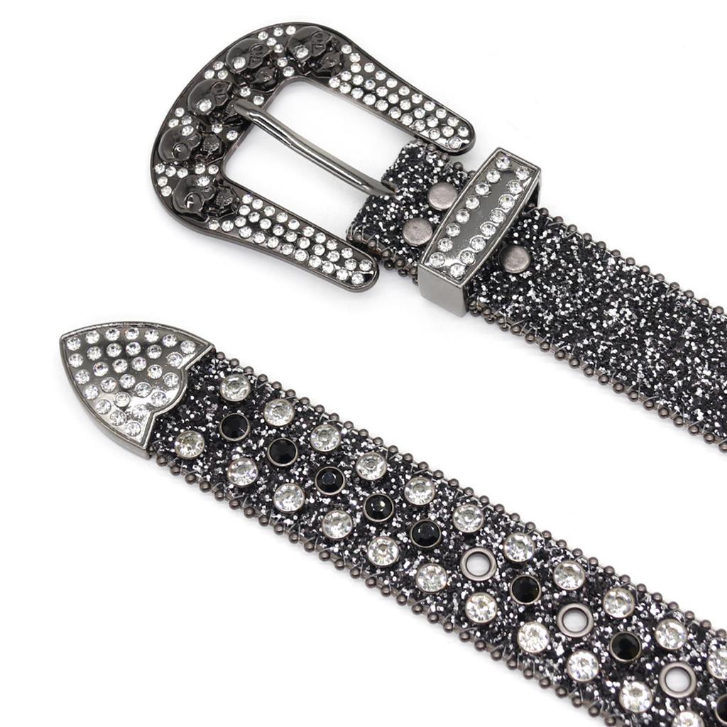 Shinning Diamond Waist Belts with Skull Buckle for Rock Fan Adjust Length Belt for Teens Woman Jeans Skirt Decorative