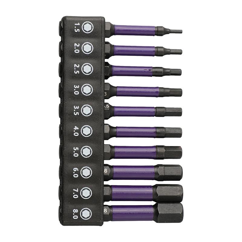 10Pcs H1.5-H8 Hex Head Wrench Drill Bit with Screwdrivers Bit Holder Set 1/4" Quick Release Shank Magnetic Screwdriver Bit Tools