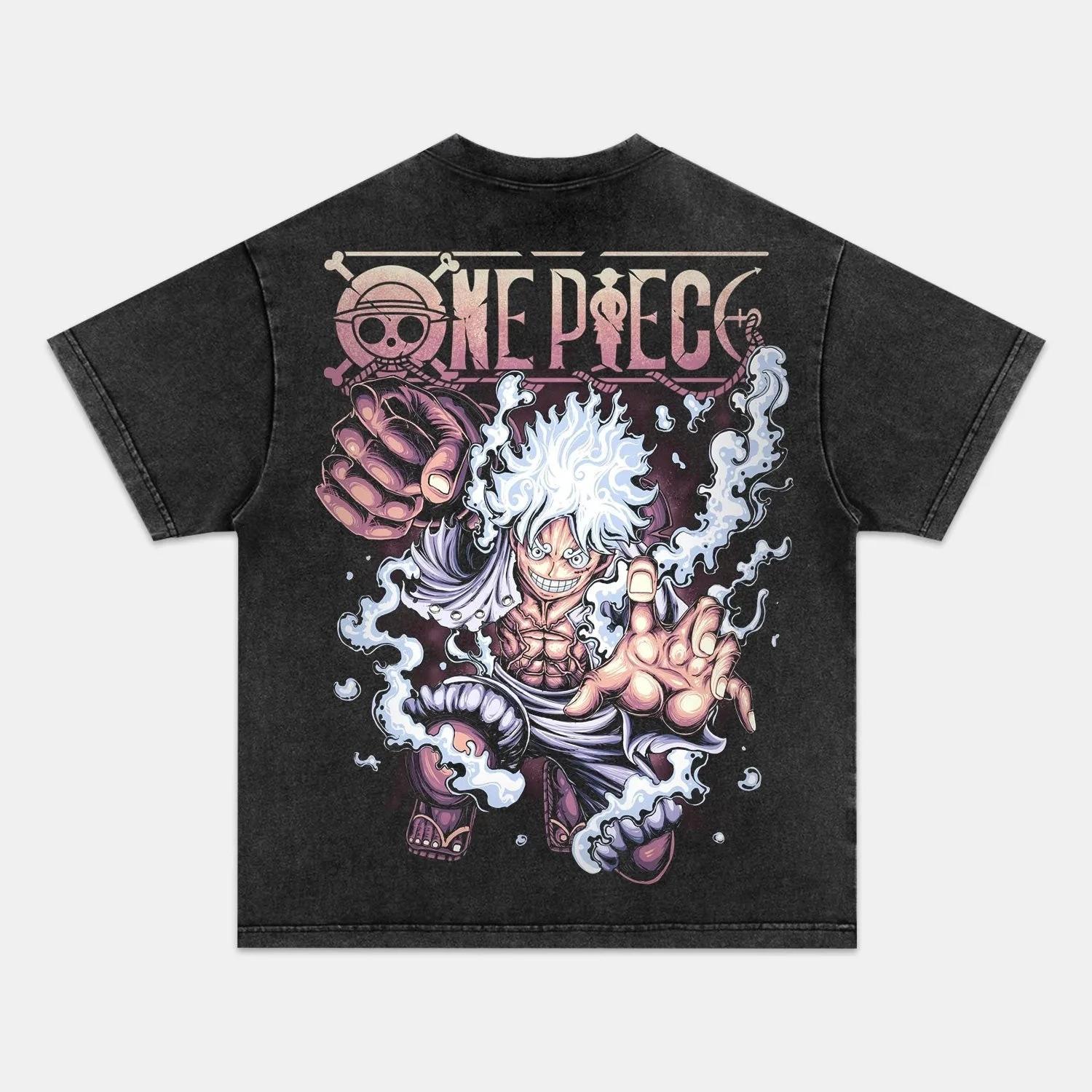 

One Piece Japanese anime for Unisex washed Tshirt Summer New Oversized pattern Harajuku shortsleeved Loose YK quality shirt M