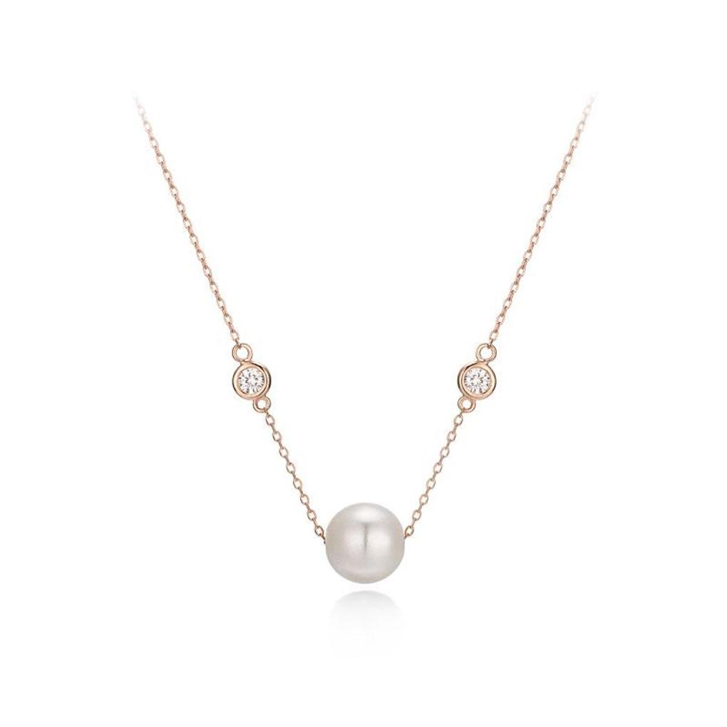 [LeShop] 14K Simple Pearl Line Necklace (Gold Plated)_LJ0335BRN