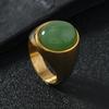 Vintage 316L Stainless Steel Black Pink Green Stone Ring For Women Men 2025 New Finger Fashion Zircon Accessories 6-12 Big Size