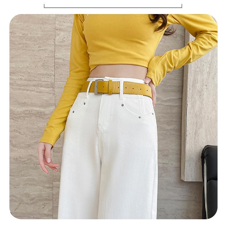 2026 New High-Waisted Wide-Leg Flared Jeans for Women, Loose Fit, Draped, Floor-Length Pants