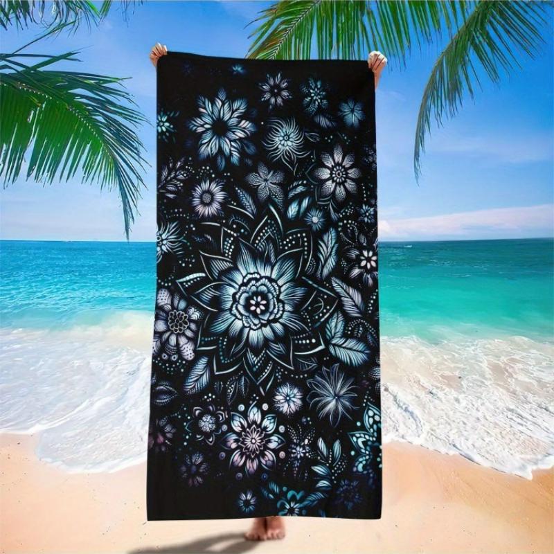 

1pc Bohemian Mandala Flower Tapestry - Black & White Floral Design, Microfiber Beach Blanket for Home Decor, Bedroom,Living Room W40*H60(CM)