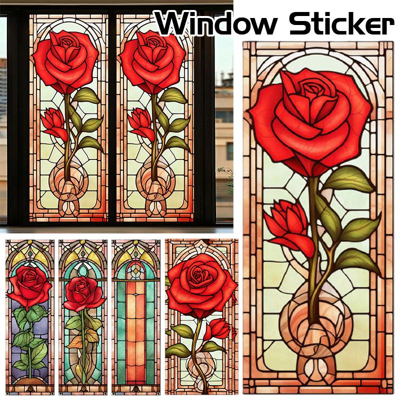 Colorful Stained Glass Film Self-adhesive Frosted Opaque Window Film Toilet Hotel Club Art Decoration Privacy Window Films
