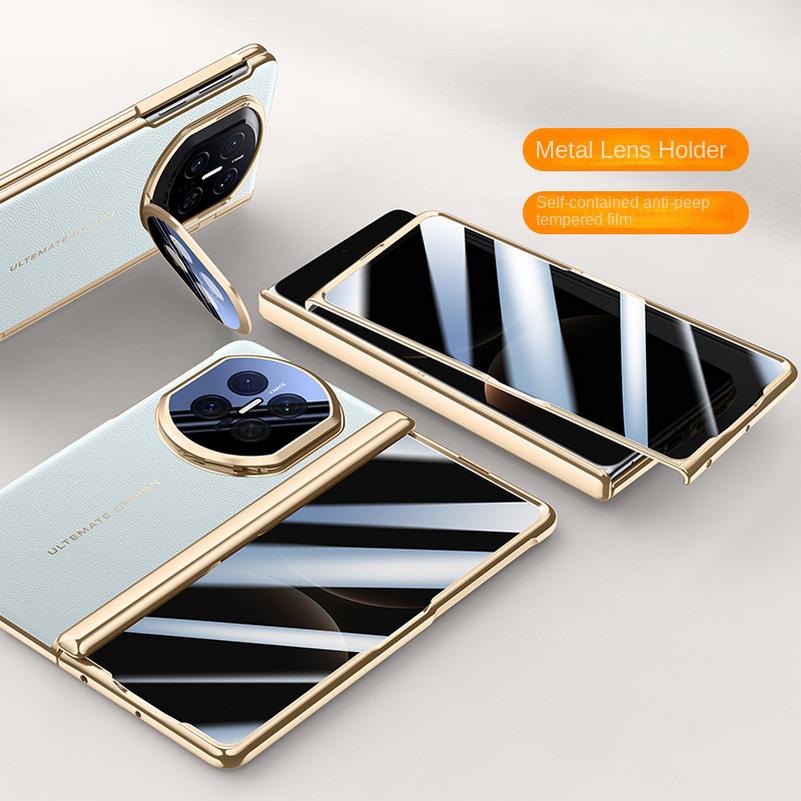 Electroplate Spring Hinged Plain Leather Tempered Glass Protect Case For Huawei Mate X7 HUAWEI MATE X7 All-inclusive Cover