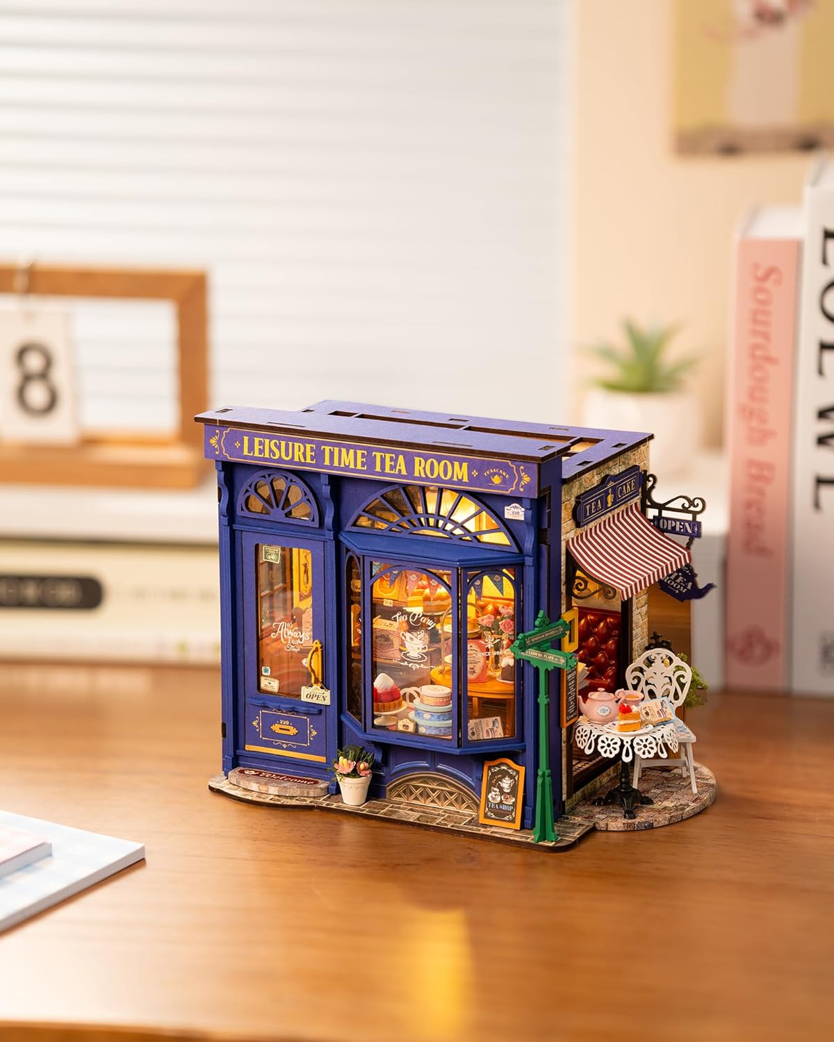 

Robotime Rolife DIY Miniature Dollhouse Kit Leisure Time Tea RoomCrafts Hobbies Amazing Gift for Women Children DG171