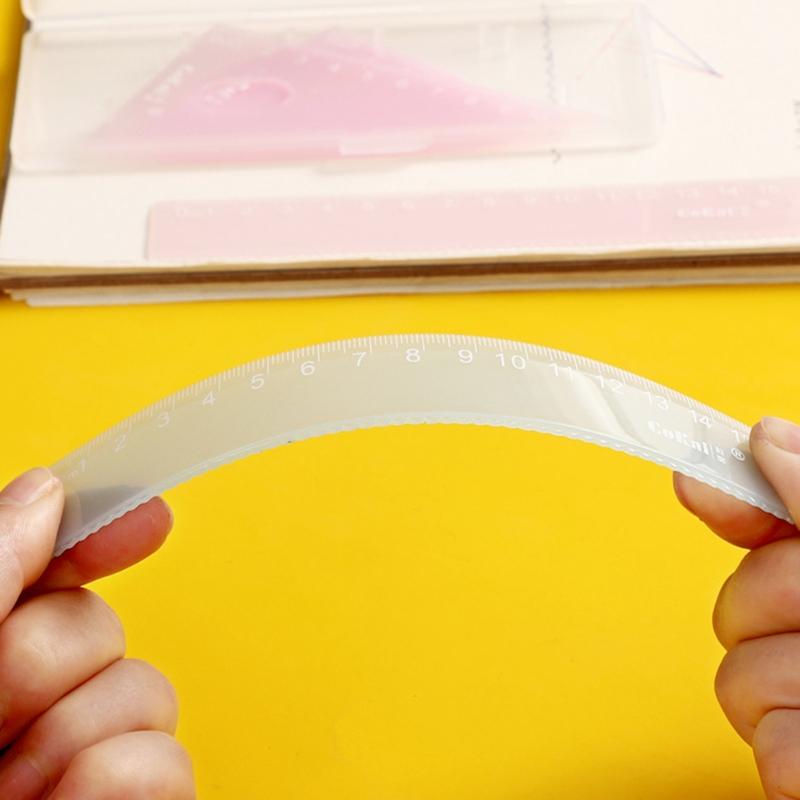 4 Set Math Geometry Tool Plastic Ruler Include Straight Ruler for Triangle Ruler Protractor Student School Office Statio