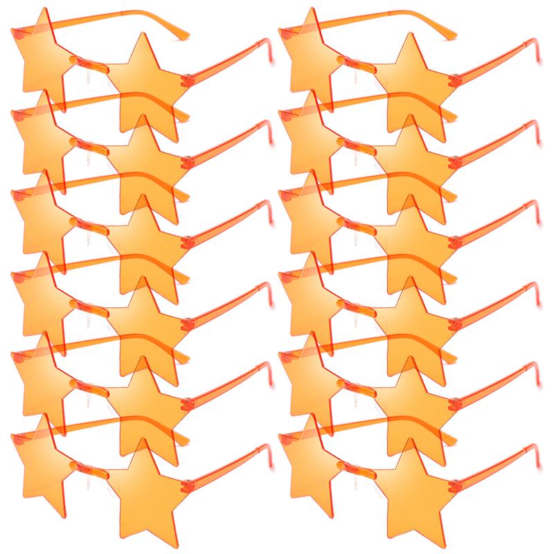 12/16 Pack Rimless Star Shaped Sunglasses New Fashion Candy Color Set Shades Women's Trendy Cute Party Props Sun Glasses