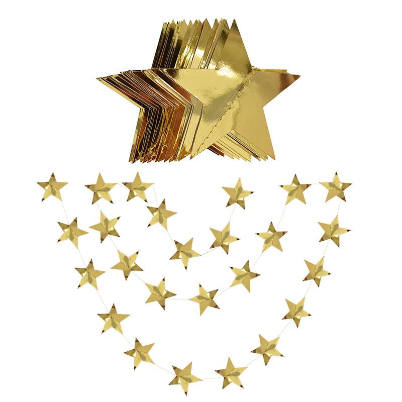 4M Star Garland 7cm 10cm Paper Stars Streamer Glitter Bunting for Birthday Party Decoration Kids Room Decor Baby Shower Supplies 5