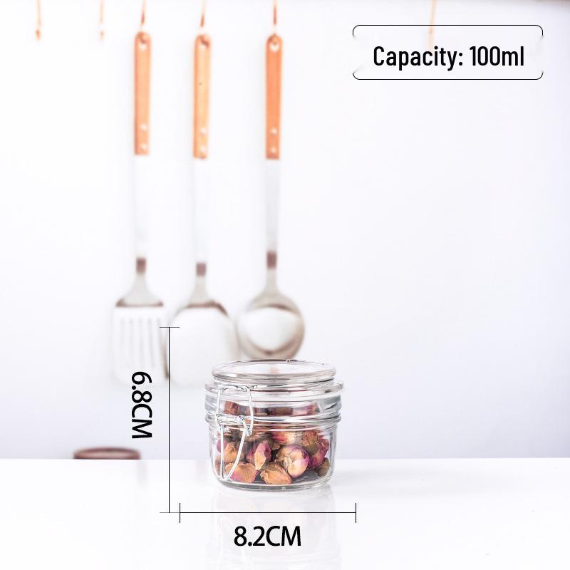 Round Glass Sealed Jar with Stainless Steel Clasp for Food Storage