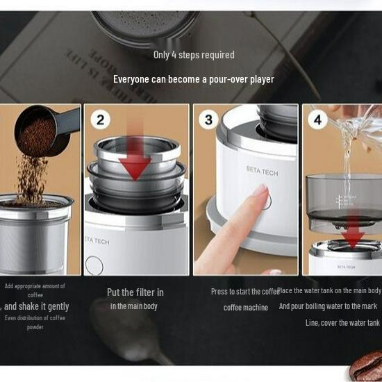 Fully Automatic Italian Mini Coffee Grinder & Drip Brewer with Cup